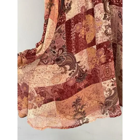 NWT Rewind Surplice Paisley Patchwork Print Balloon Sleeve Peasant Dress Small - Picture 7 of 9